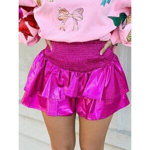 Let's Groove Metallic Skort in Hot Pink